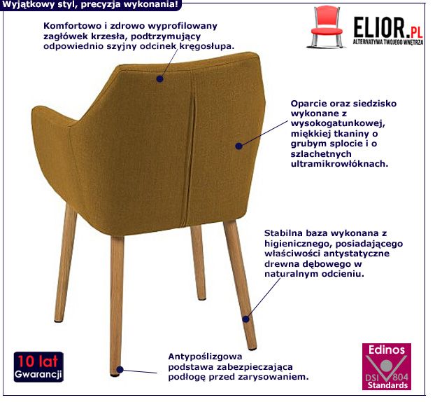 Elegancki fotel Polta - żółty