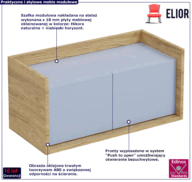 Szafka modułowa hikora naturalna niebieski horyzont Horizonte 8X