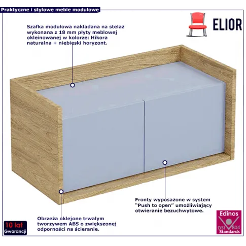 Szafka w dekorze hikora naturalna niebieski horyzont Horizonte 8X