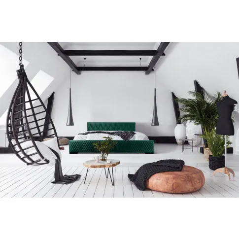 wizualizacja łóżka tapicerowanego welurowego pikowanego morgana