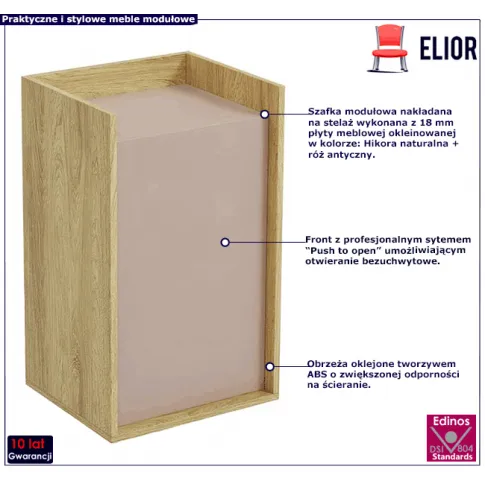 Szafka wysoka w dekorze hikora naturalna róż antyczny Horizonte 9X