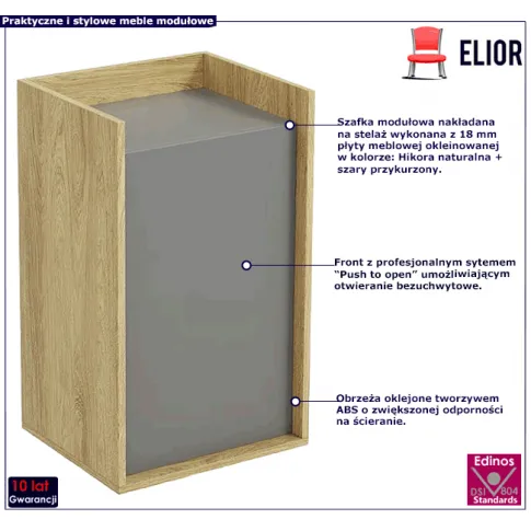 Szafka wysoka w dekorze hikora naturalna szary przykurzony Horizonte 9X