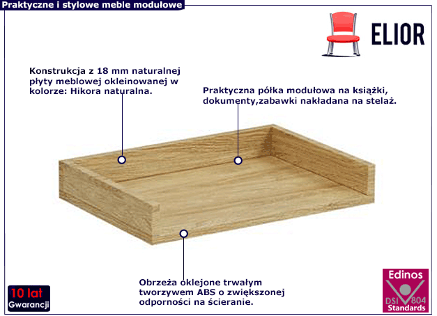 Półka modułowa hikora naturalna Horizonte 11X