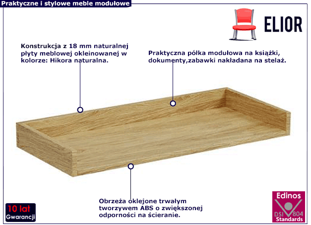 Półka modułowa hikora naturalna Horizonte 12X