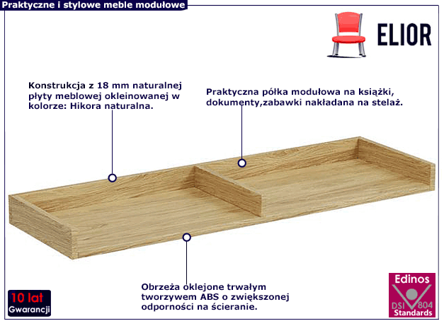 Półka modułowa hikora naturalna Horizonte 13X