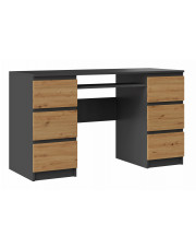 Nowoczesne biurko z szufladami antracyt + dąb artisan - Liner 2X w sklepie Edinos.pl
