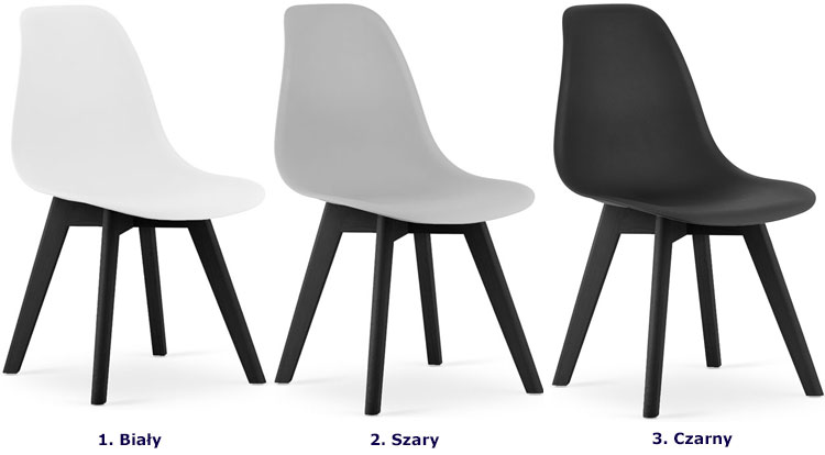 Kolory zestawu 4 sztuk skandynawskich krzeseł do jadalni Lajos 3X