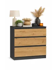 Niska komoda loft z szufladami antracyt + dąb artisan - Gepetto w sklepie Edinos.pl