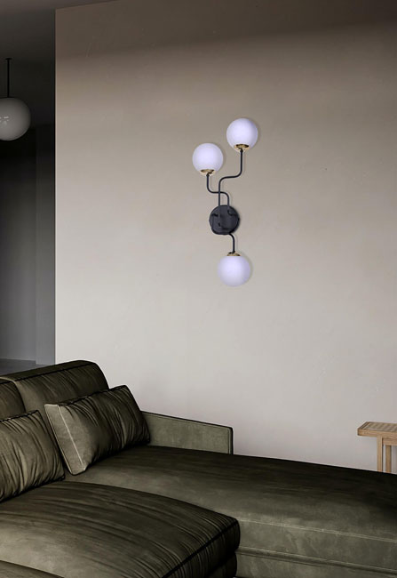 Czarny potrójny kinkiet S854-Narmi