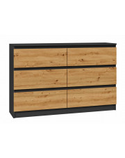 Długa komoda loft z szufladami antracyt + dąb artisan - Marea 2X 140 cm w sklepie Edinos.pl