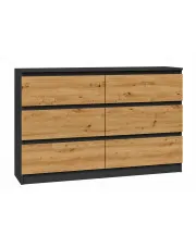 Długa komoda loft z szufladami antracyt + dąb artisan - Marea 2X 140 cm w sklepie Edinos.pl