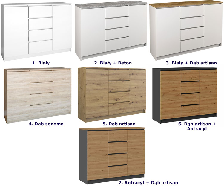 Komoda z szufladami i drzwiczkami Diegi 2X