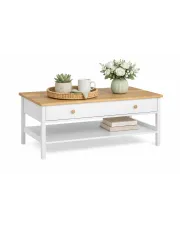 Ława kawowa z szufladą i półką biały + dąb nash - SO-15 w sklepie Edinos.pl