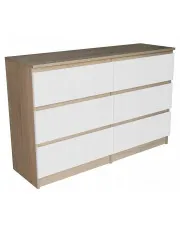 Komoda z 6 szufladami dąb sonoma + biały 100 cm  - Daxa 3X w sklepie Edinos.pl