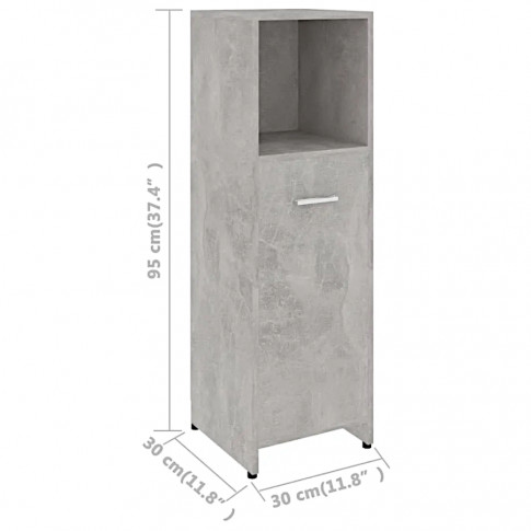 Średnia szafka łazienkowa w kolorze szarego betonu 6X