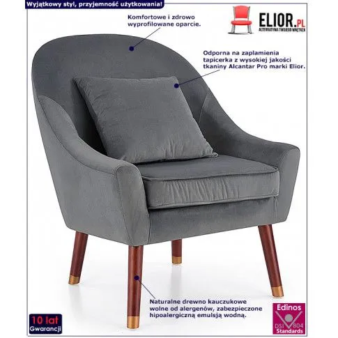 Fotografia Fotel wypoczynkowy Relia - popielaty z kategorii Pozostałe fotele