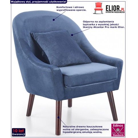 Fotografia Wypoczynkowy fotel do salonu Rafis - niebieski z kategorii Fotele wypoczynkowe