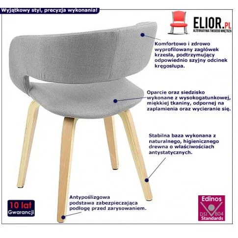 Fotografia Krzesło skandynawskie Toles - jasnoszare z kategorii Krzesła