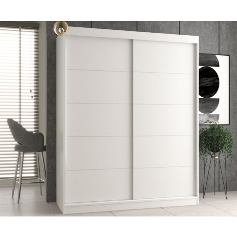 wizualizacja białej szafy wnękowej podwójne przesuwne drzwi cetris 7x szprosy