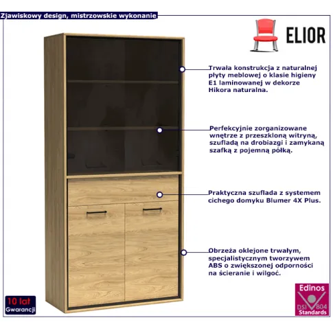 Dwudrzwiowa witryna hikora naturalna Karla 5X