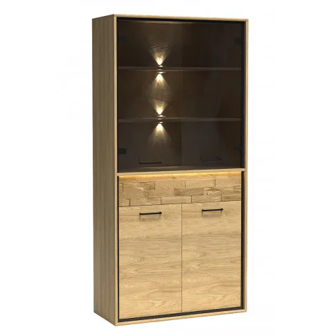 Witryna dwudrzwiowa z dębowym dekorem i led Karla 5X