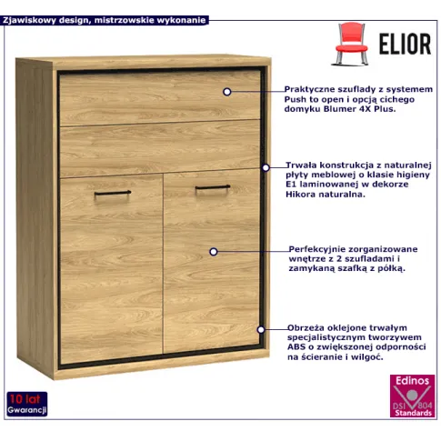 Komoda z szufladami hikora naturalna Karla 8X