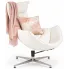 Zdjęcie produktu Biały obrotowy fotel wypoczynkowy ze skóry ekologicznej - Trida.