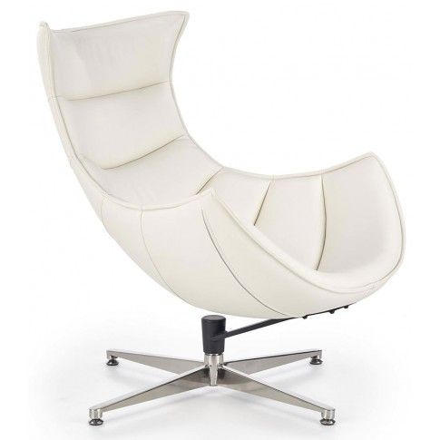 Zdjęcie produktu Obrotowy fotel wypoczynkowy ze skóry ekologicznej Lavos - biały.