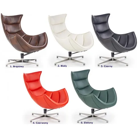 Szczegółowe zdjęcie nr 5 produktu Obrotowy fotel wypoczynkowy ze skóry ekologicznej Lavos - biały