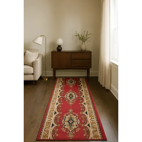 Czerwony klasyczny chodnik dywanowy na metry   Vasti