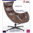 Fotografia Skórzany obrotowy fotel wypoczynkowy Lavos - brązowy z kategorii Fotele
