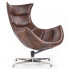 Zdjęcie produktu Skórzany obrotowy fotel wypoczynkowy Lavos - brązowy.