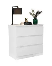 Biała minimalistyczna komoda z 3 szufladami - Glenn 5X w sklepie Edinos.pl