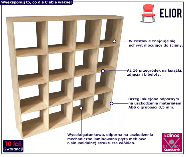 Nowoczesny regał biblioteczny dąb sonoma Erick