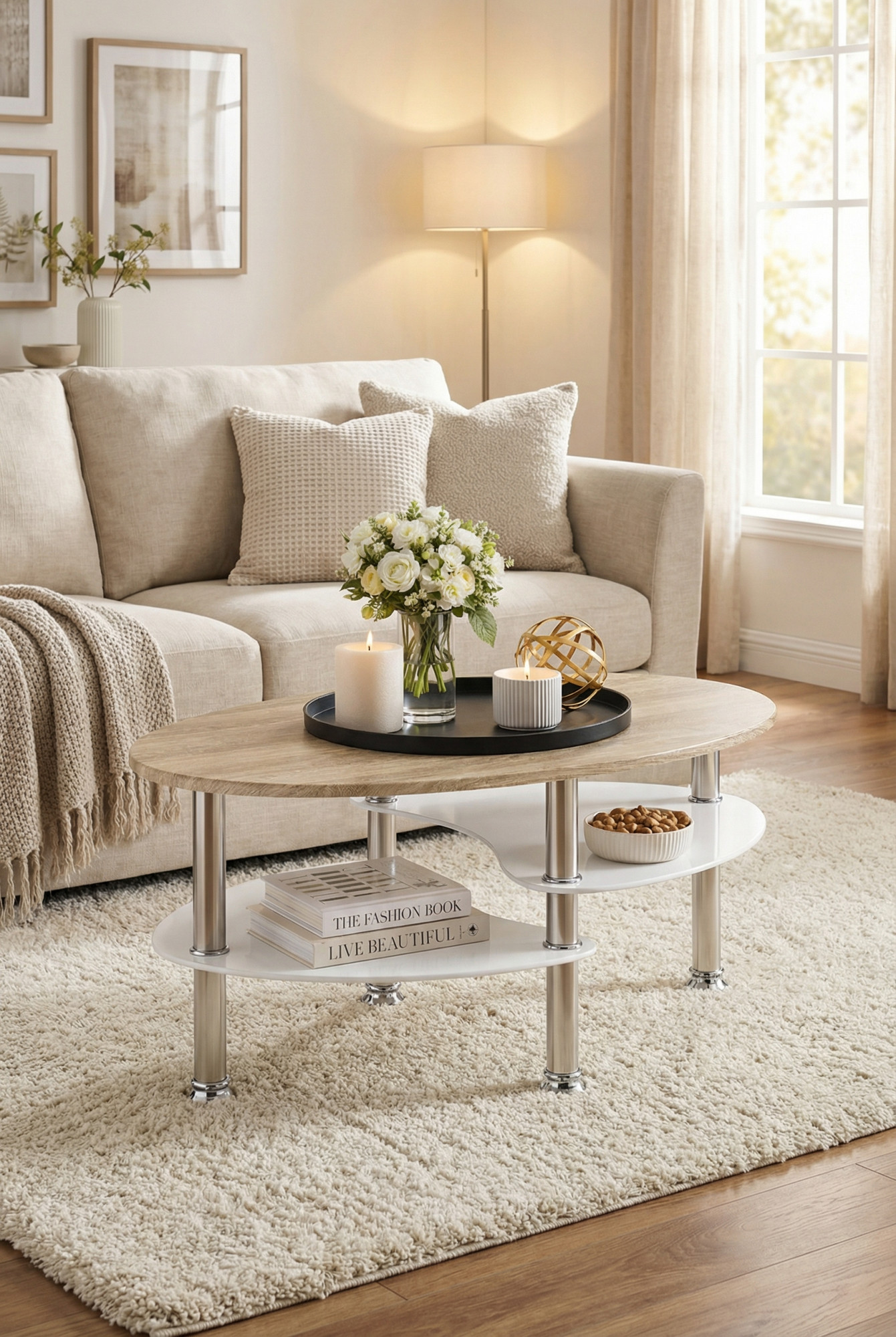 Salon z nowoczesną ławą dąb sonoma Stivi