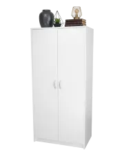 Biała dwudrzwiowa szafa z półkami - Exorta w sklepie Edinos.pl