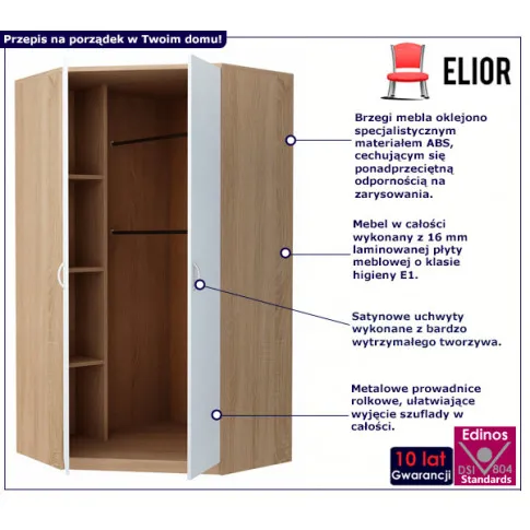 Szafa narożna Dodi dab sonoma biały