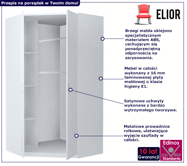 Biała narożna szafa Dodi 