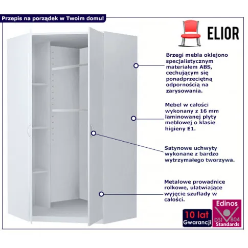 Biała szafa narożna Dodi