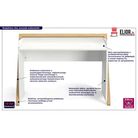 Fotografia Białe skandynawskie biurko - Borma z kategorii Biurka białe