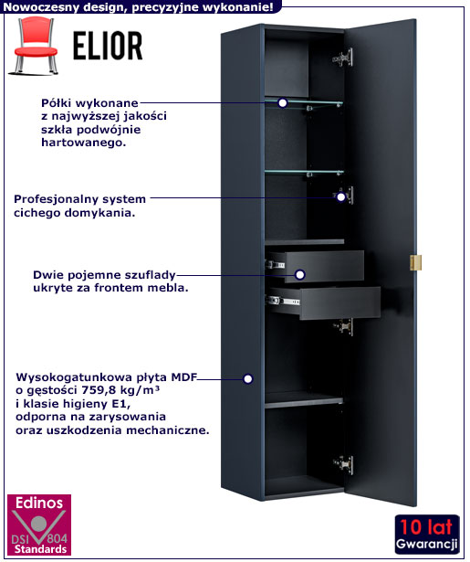 Pionowa nowoczesna szafka łazienkowa Satino 