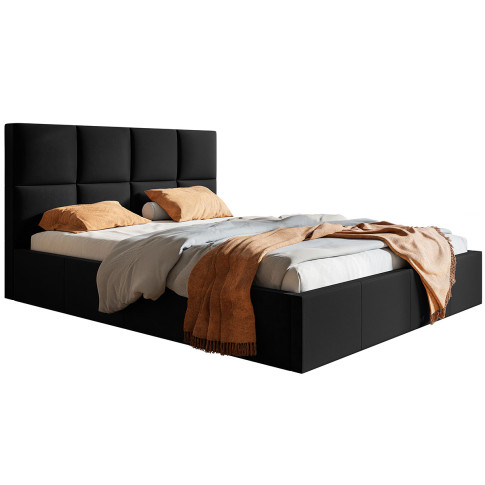Czarne łóżko tapicerowane Nikos