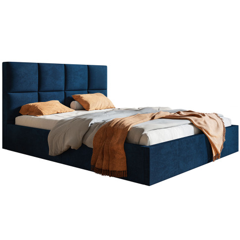 Granatowe łóżko tapicerowane Nikos