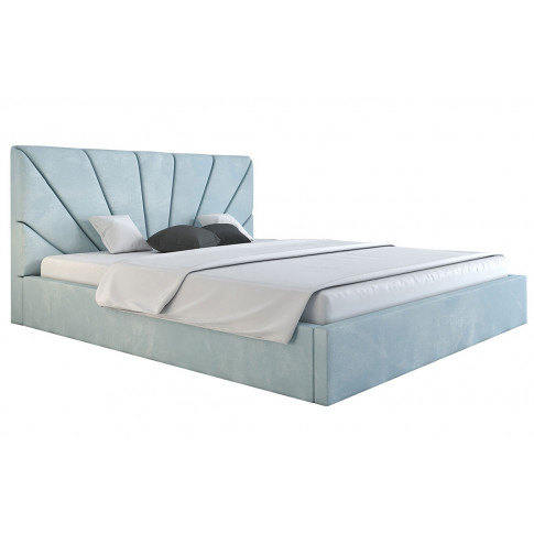 Niebieskie tapicerowane łóżko z pojemnikiem Senti 2X