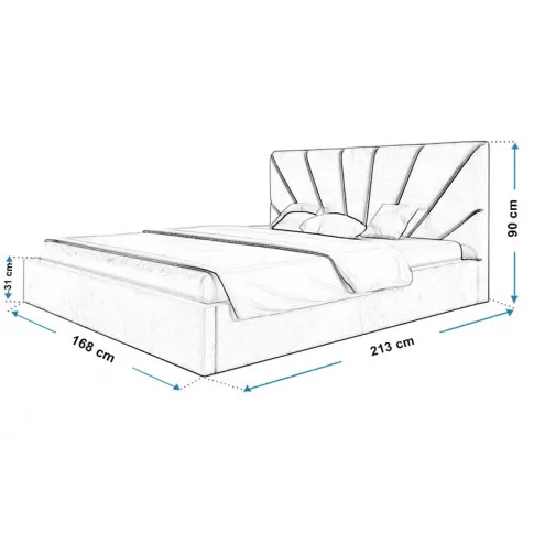Wymiary tapicerowanego łóżka 160x200 Senti 2X
