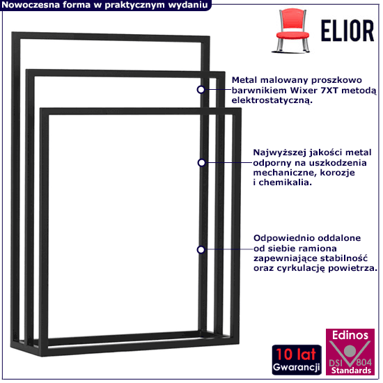 Metalowy czarny stojak łazienkowy Delios 4X