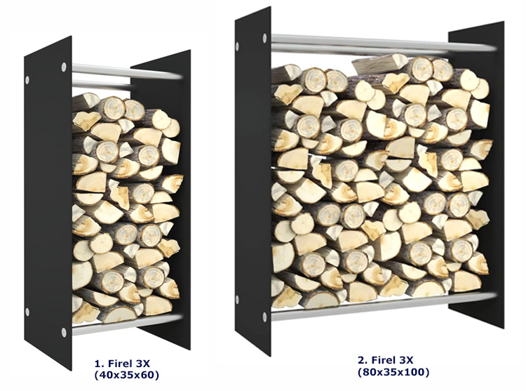 Szklany stojak na drewno Dalia 3X 40x35x60