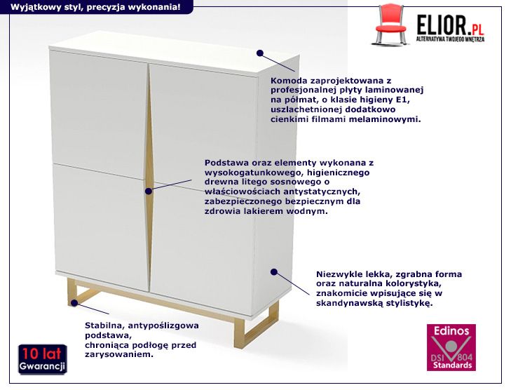 Nowoczesna komoda Fibi - biała