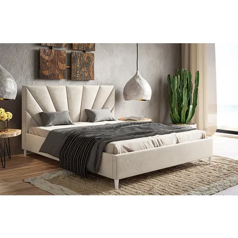 Wizualizacja aranżacji z kremowym tapicerowanym łóżkiem Marina