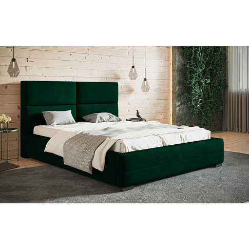 Wizualizacja aranżacji z zielonym łóżkiem 200x200 Oliban 3X